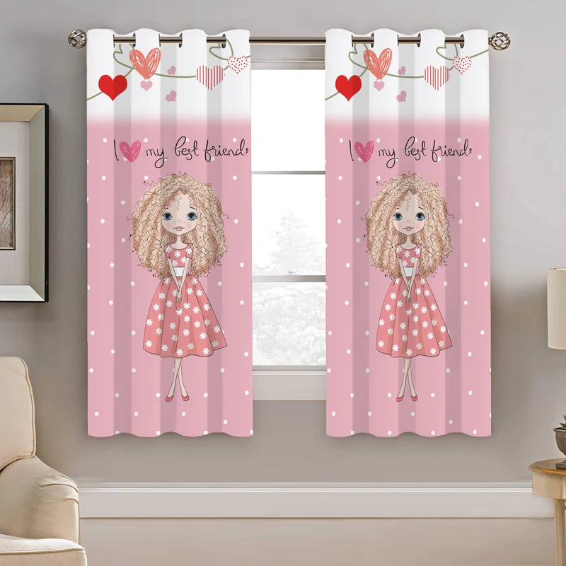 پرده نیروانا طرح دختر موفرفری کودک مدل هازان کد 8325 سایز 140×200 سانتی متر