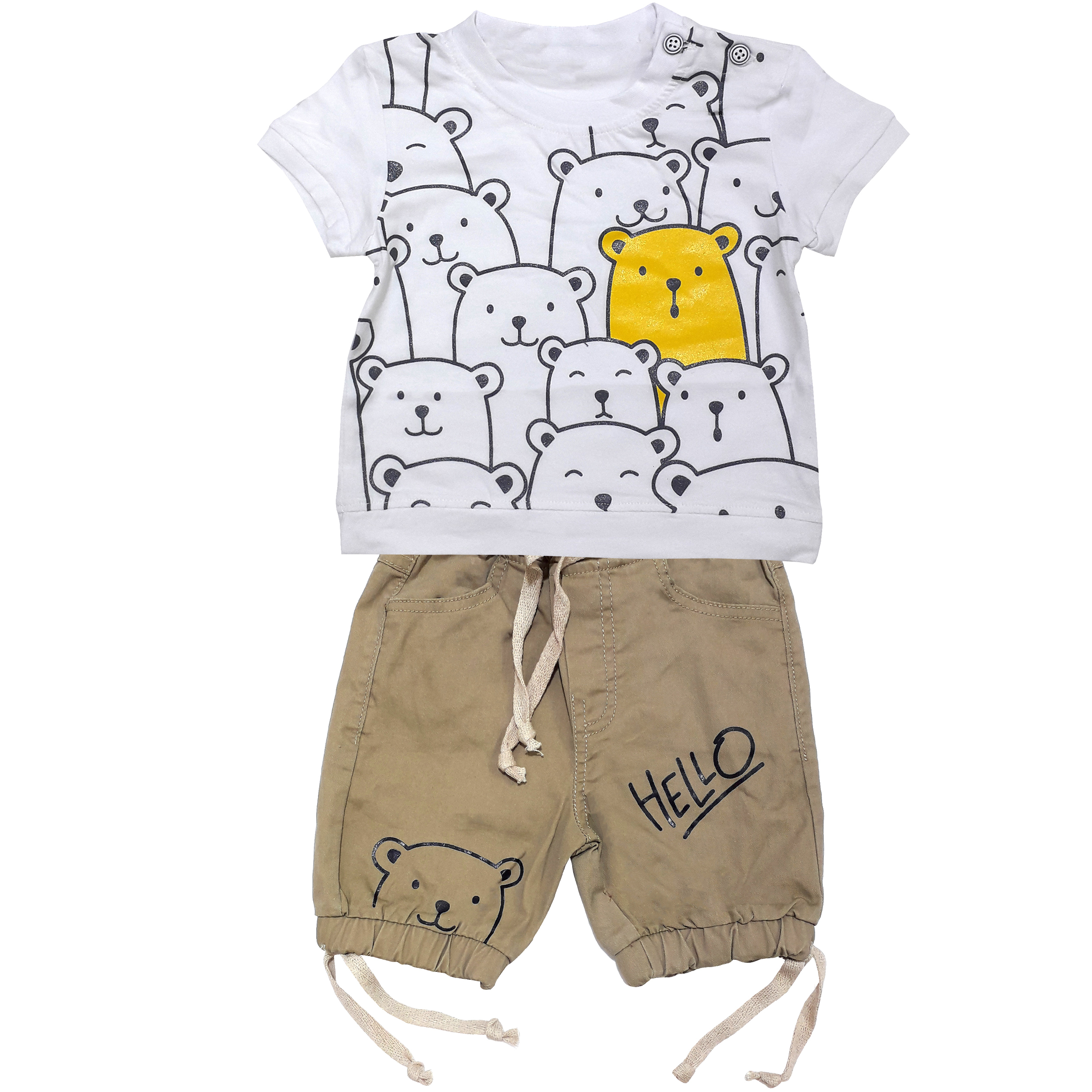 ست تی شرت و شلوارک پسرانه طرح خرس کد 3338