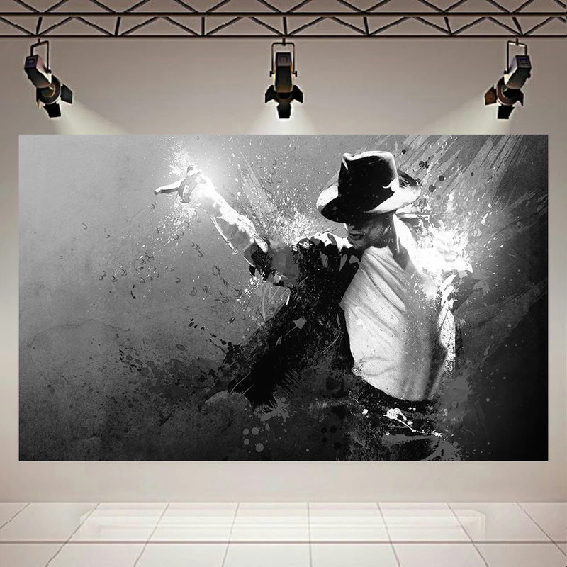 پوستر پارچه ای طرح مایکل جکسون مدل سیاه و سفید کد AR17510