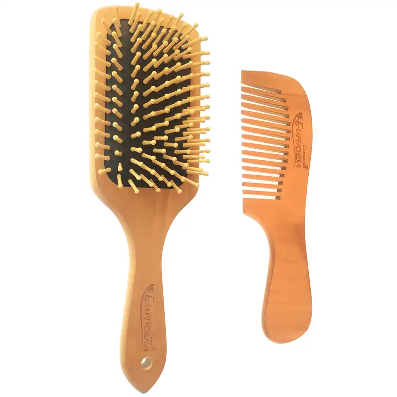 برس مو ایفوریا مدل چوبی به همراه شانه مو