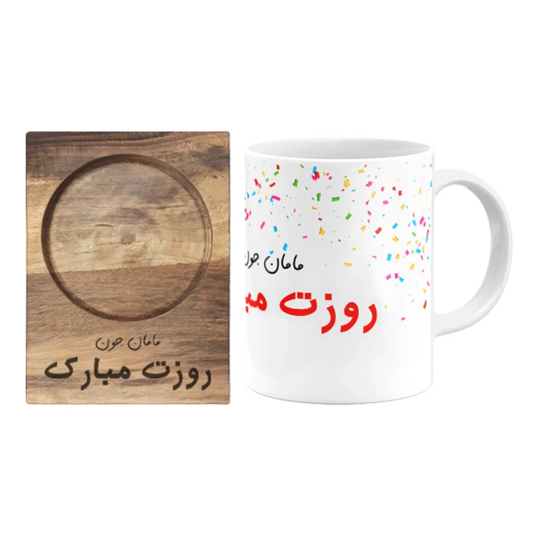 ماگ گالری وبفر مدل روز مادر به همراه زیر لیوانی