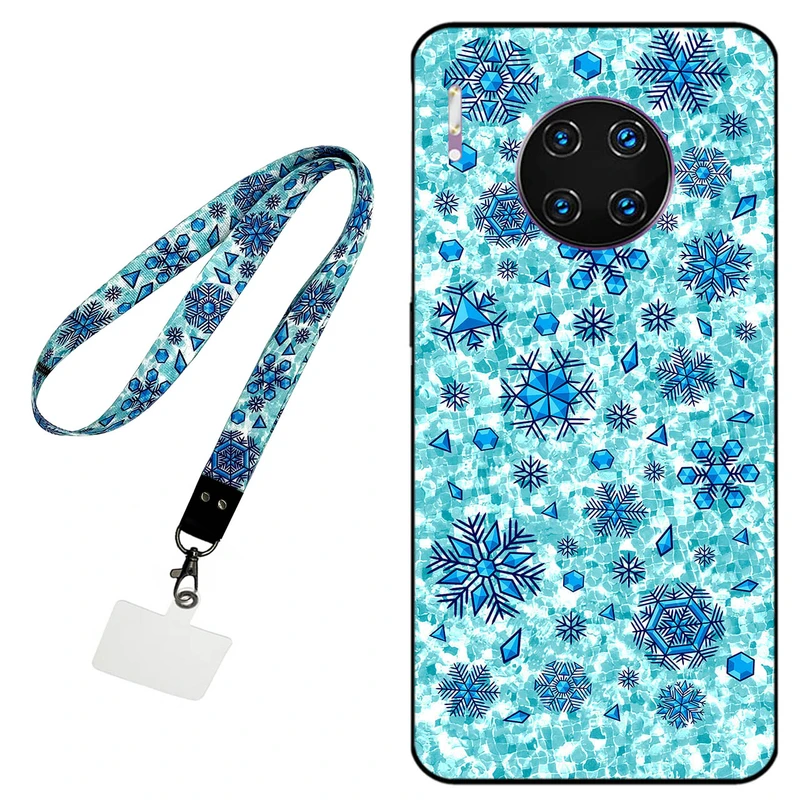 کاور مگافون طرح برف مدل 0014 مناسب برای گوشی موبایل هوآوی Mate 30 Pro به همراه بند گردنی 