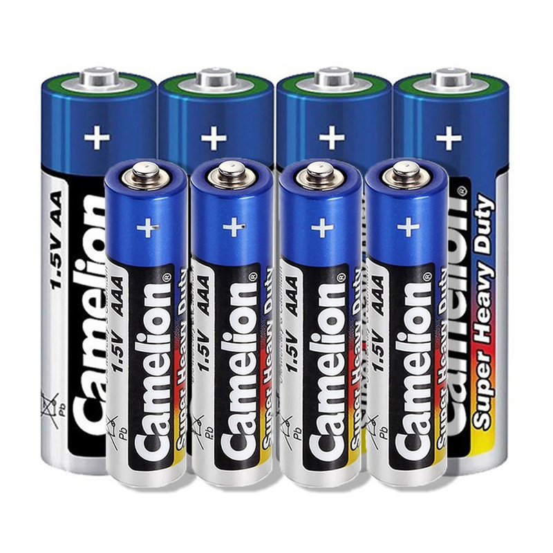 باتری قلمی و نیم قلمی کملیون مدل super heavy  R6P-R03P مجموعه 8 عددی