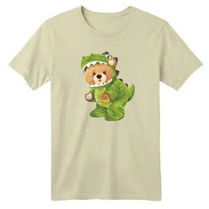 تی شرت آستین کوتاه بچگانه مدل خرس دایناسور رنگ کرم