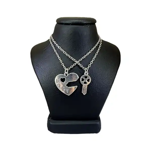 گردنبند مدل دوستی قلب و کلید کد 47551 مجموعه 2 عددی