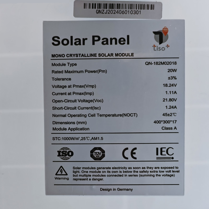 پنل خورشیدی تیسو مدل TM20W-18V ظرفیت 20 وات پنل خورشیدی تیسو مدل TM20W-18V ظرفیت 20 وات