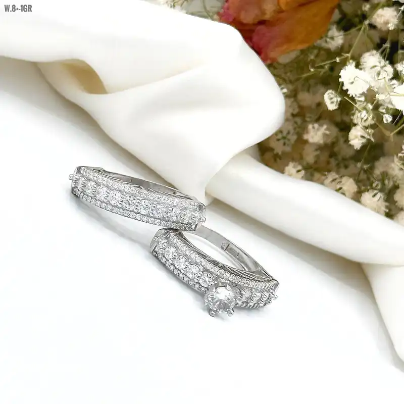 حلقه و پشت حلقه نقره زنانه مدل تک تاش 0129