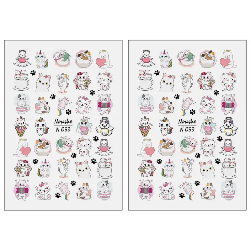 برچسب لنز ناخن مدل گربه کد N033 مجموعه 2 عددی