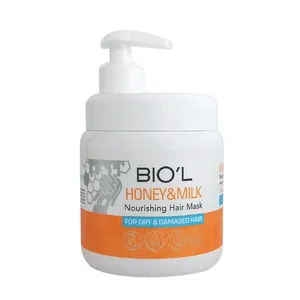 ماسک مو بیول مدل شیر و عسل مناسب موهای اسیب دیده حجم 500 میلی لیتر