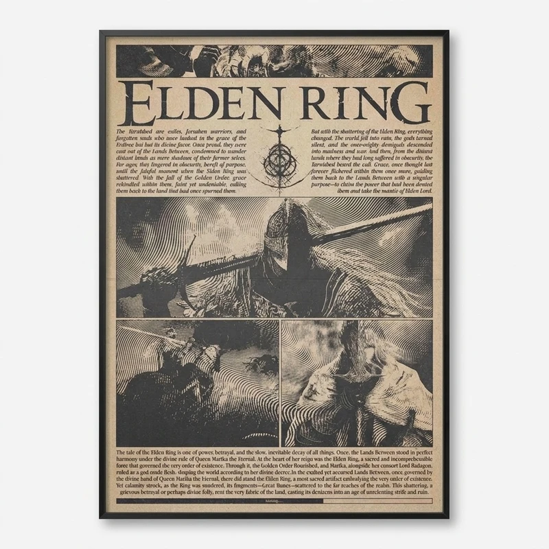 تابلو بکلیت طرح گیمینگ الدن رینگ Elden Ring مدل b-po1647 فریم مشکی