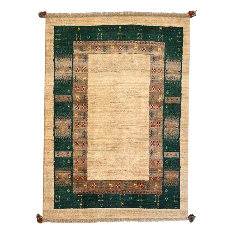 گبه دستبافت  قشقایی سه متری کد NKP.RJ0012 زمینه کرم