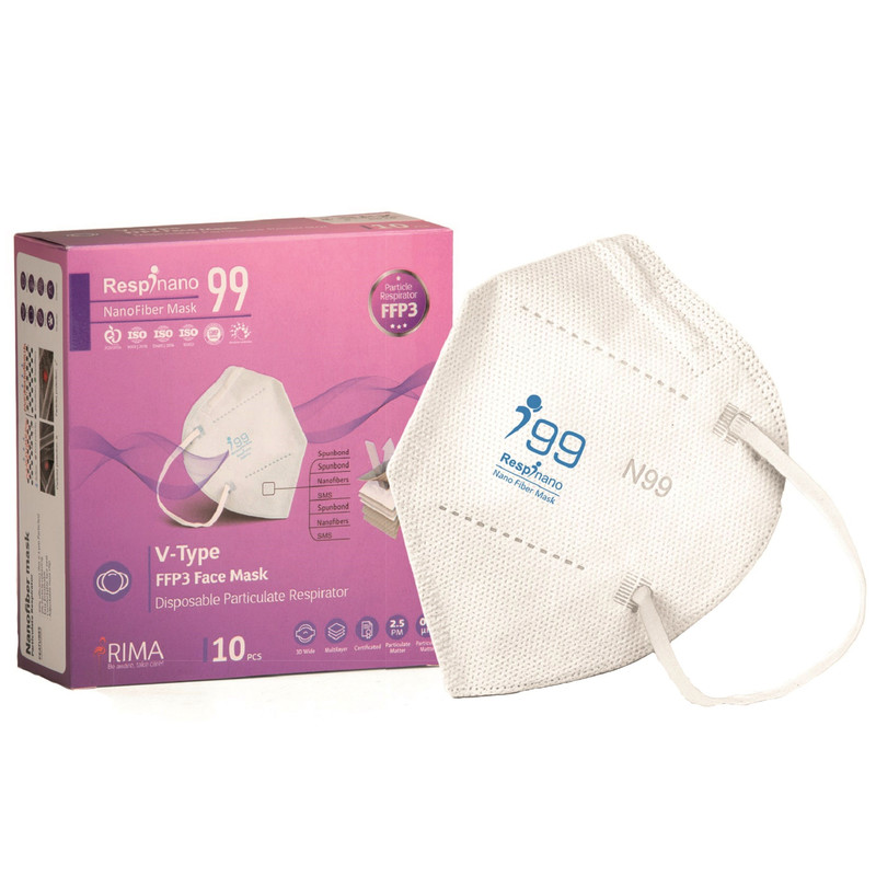 ماسک تنفسی ریما مدل وی تایپ N99 نانوالیاف کد Classic-N99 بسته 10عددی ماسک تنفسی ریما مدل وی تایپ N99 نانوالیاف کد Classic-N99 بسته 10عددی
