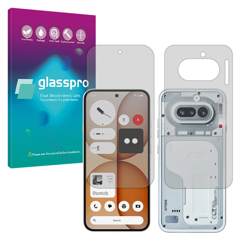 محافظ صفحه نمایش شفاف گلس پرو مدل هیدروژلی مناسب برای گوشی موبایل ناتینگ Phone 4a به همراه محافظ پشت گوشی