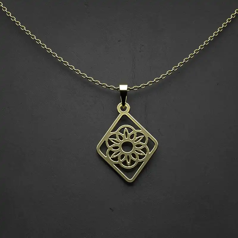 گردنبند طلا 18 عیار زنانه مدوپد مدل  طرح گل هندسی کد PP1085