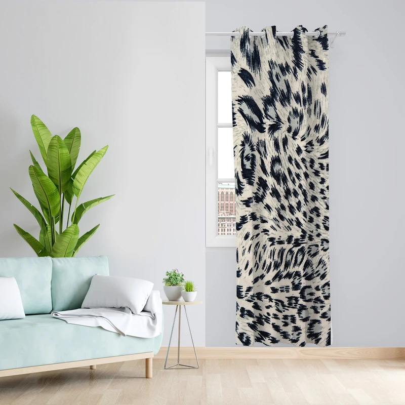 پرده طرح پلنگی مدل مخمل پانچی کد L 1358L Z سایز 140x200 سانتی متر