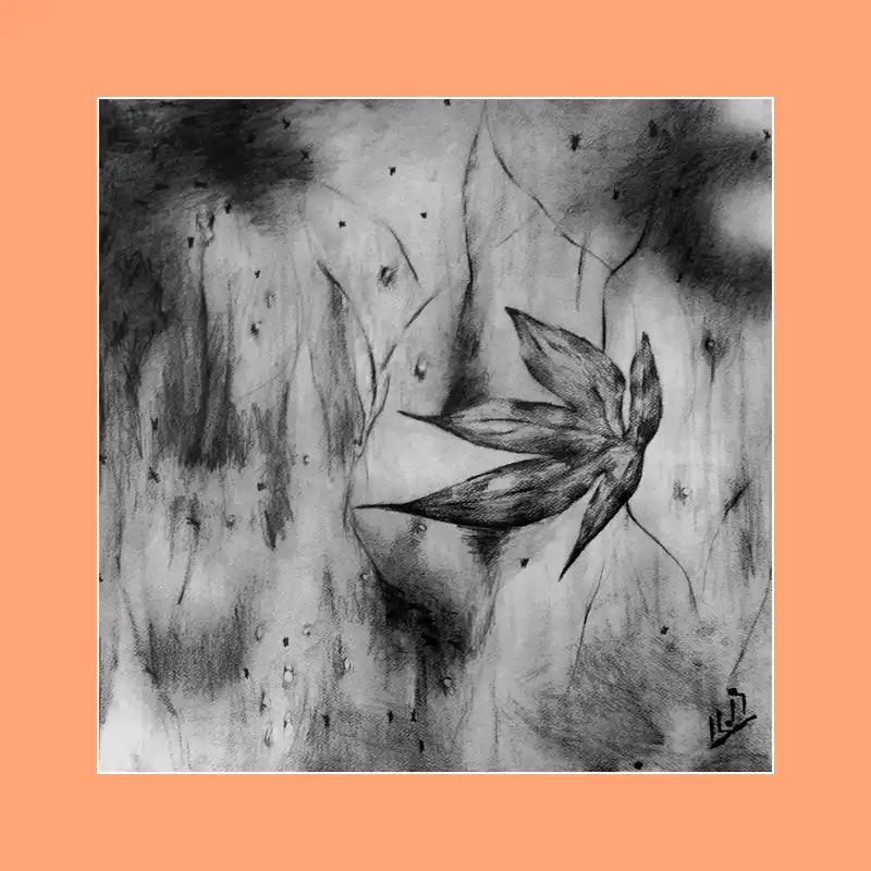 نقاشی سیاه قلم طرح برگریزون