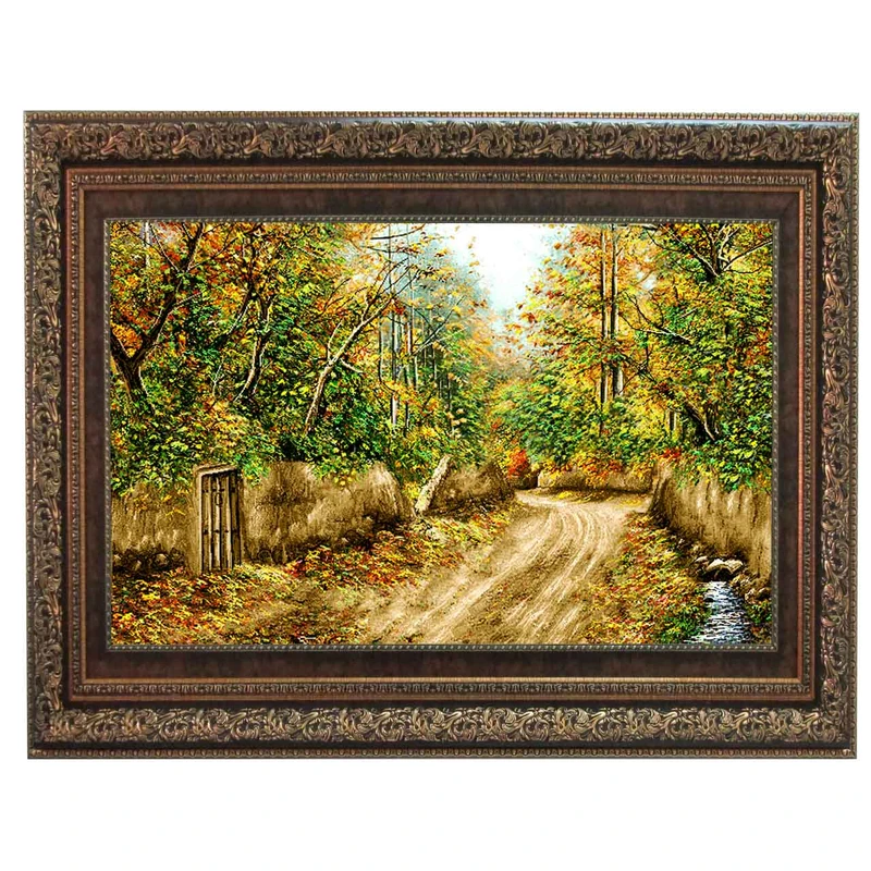 تابلو فرش ماشینی نقش نگار رضوی طرح کوچه باغ کد 1910A