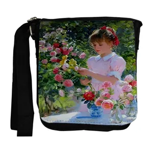  کیف رودوشی طرح دختر و گلهای رز کد nb307