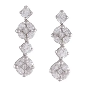 گوشواره طلا 18 عیار زنانه جواهری گاندی مدل 17155