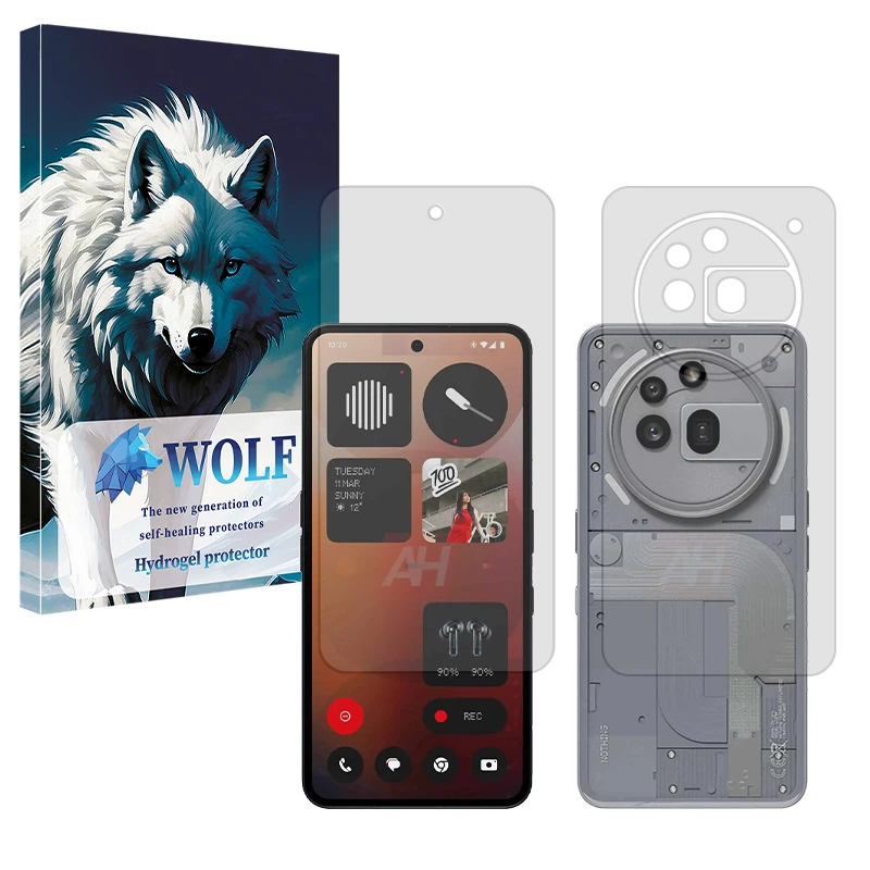 محافظ صفحه نمایش مات ولف مدل Tough مناسب برای گوشی موبایل ناتینگ Phone 3a Pro به همراه محافظ پشت گوشی