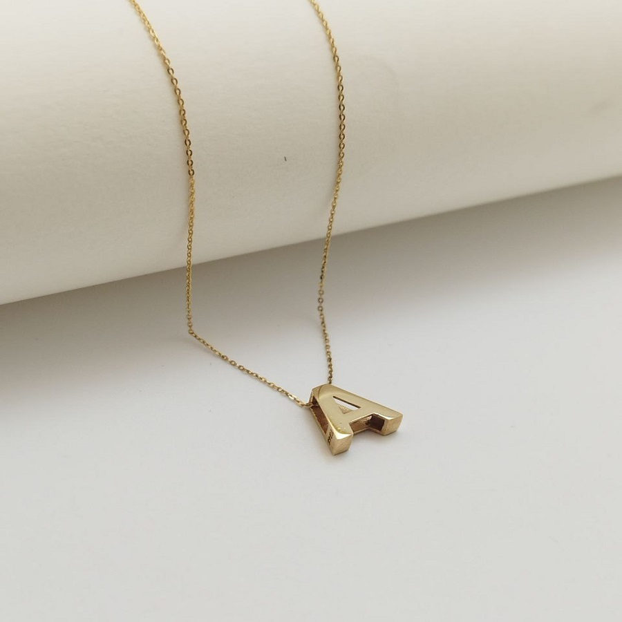 آویز گردنبند طلا 18 عیار زنانه گنجینه هنر خوش نشین مدل حرف A