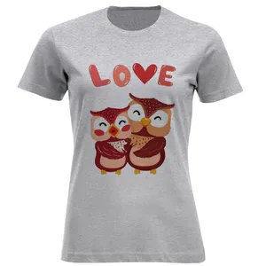 تی شرت آستین کوتاه زنانه مدل جغد عاشق A70