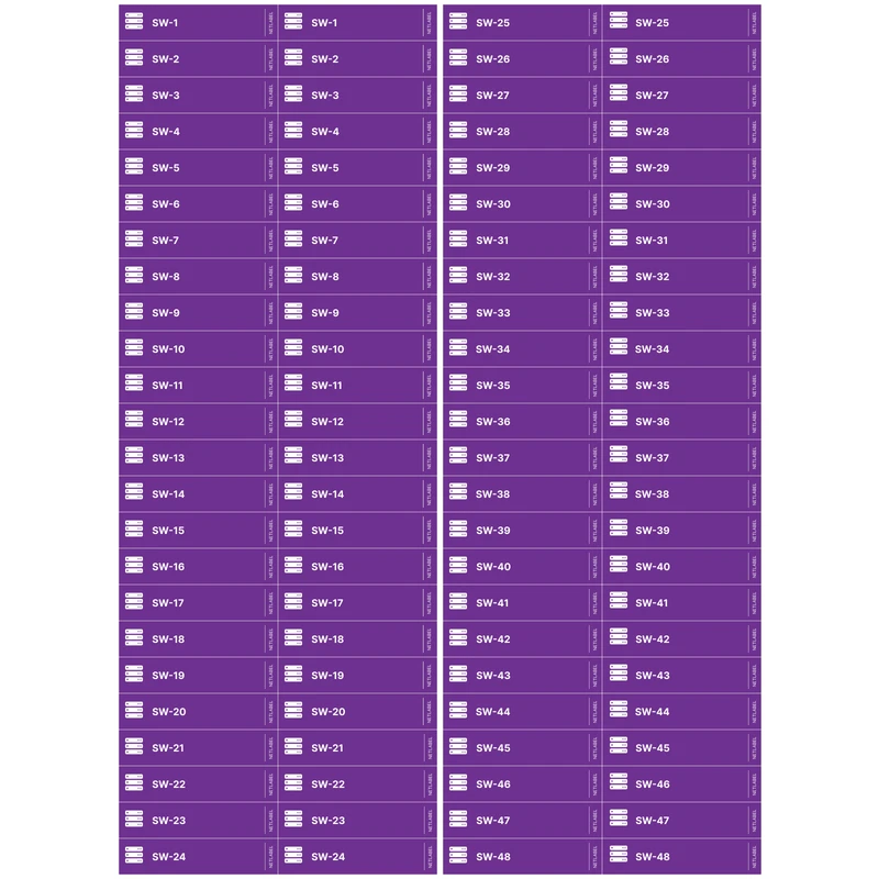 لیبل شبکه نت لیبل طرح SWITCH بسته 48 عددی