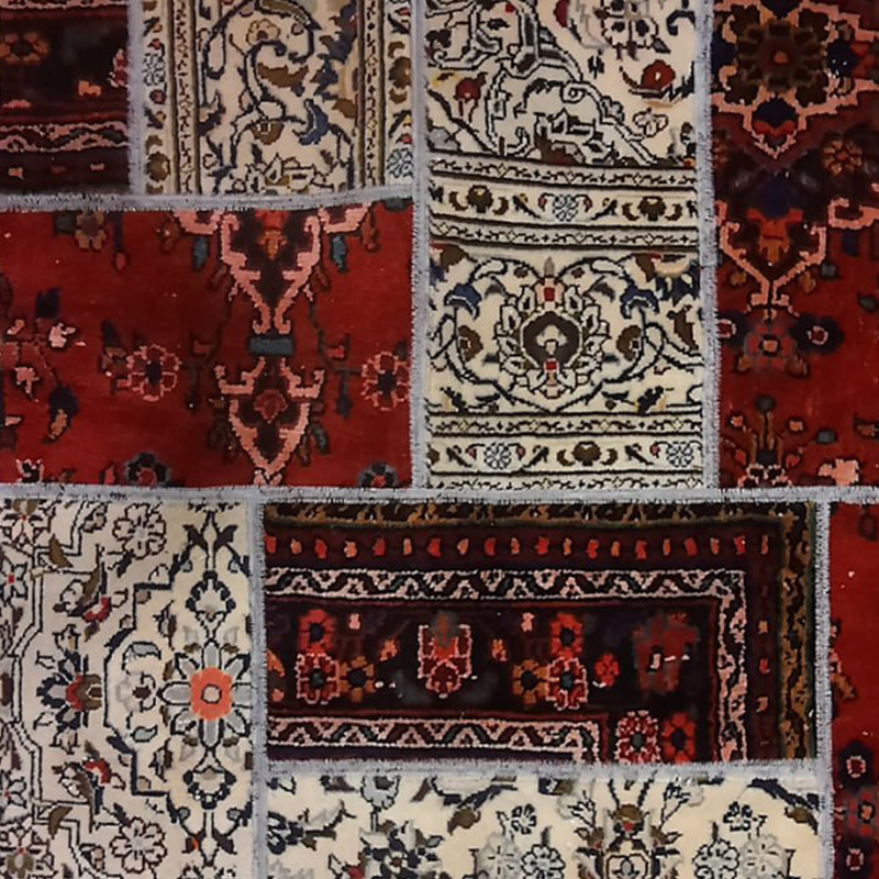 کلاژ فرش دستباف مستطیل یک و نیم متری مدل چهل تکه کد NKP.CO.N1