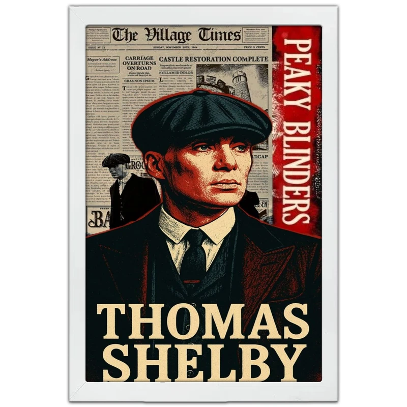 تابلو بکلیت طرح سریال پیکی بلایندرز شخصیت توماس شلبی مدل W-po1654 فریم سفید