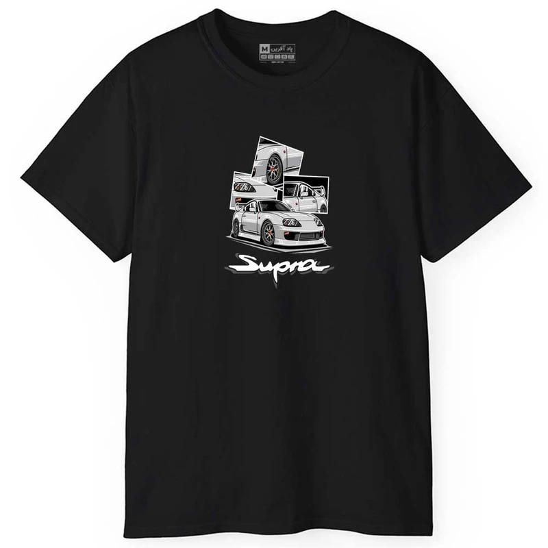 تی شرت آستین کوتاه مردانه پاد آفرین مدل اسپرت طرح ماشینی سوپرا کد 0817