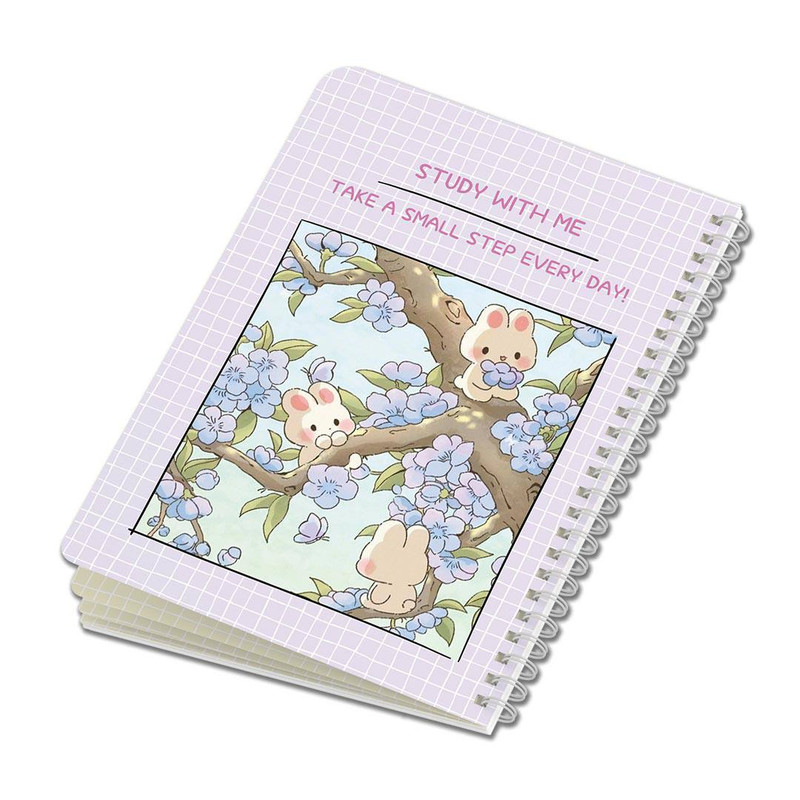 دفتر مشق 50 برگ مدل حاشیه دار طرح خرگوش و شکوفه