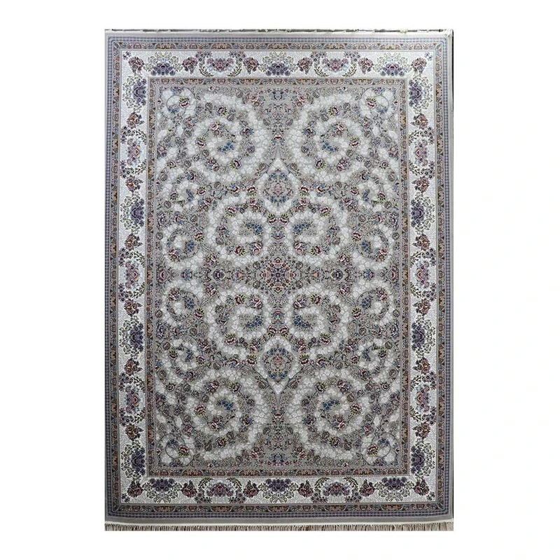 فرش ماشینی 700 شانه فرش زمرد مشهد زمینه طوسی حاشیه طوسی مدل 25069