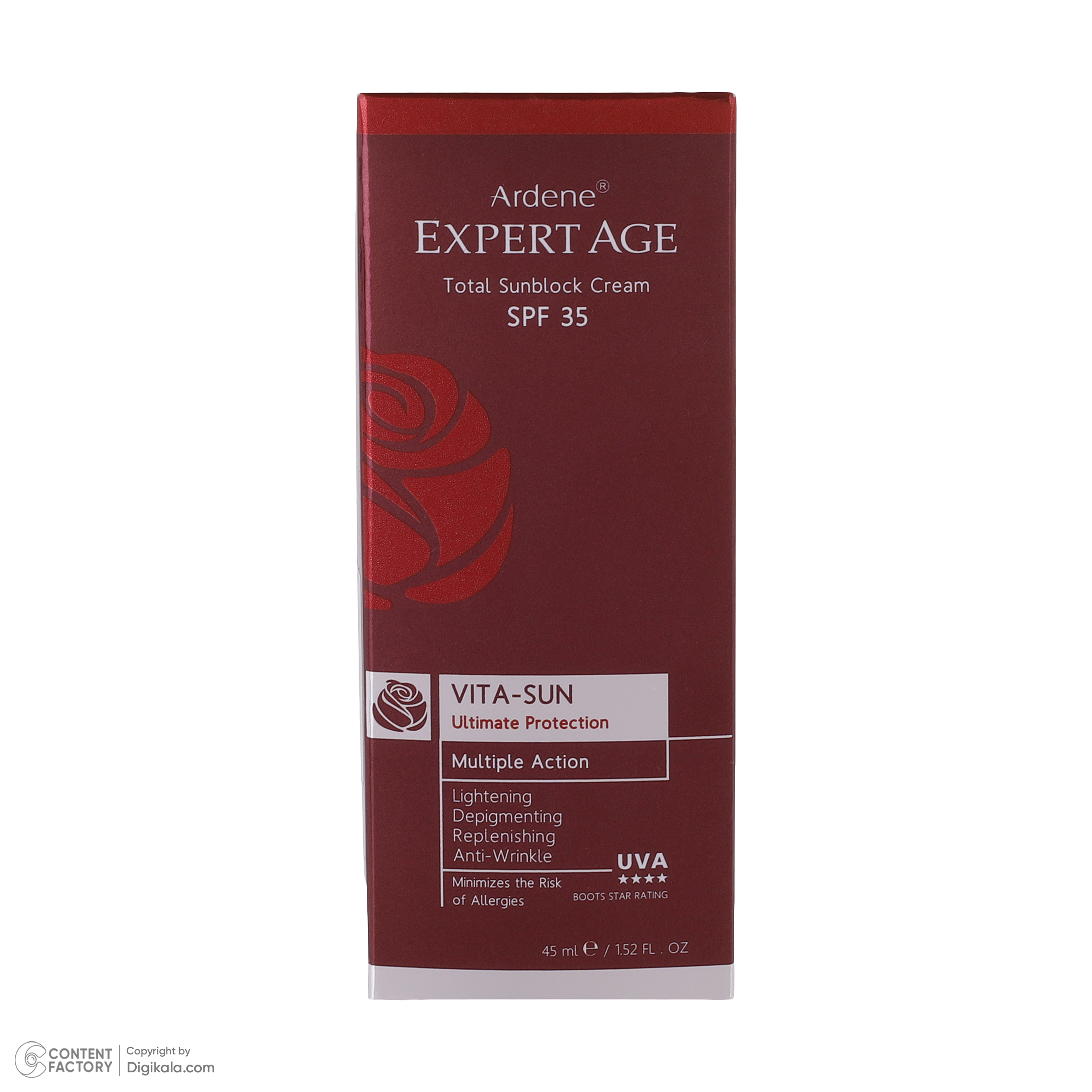 کرم ضد آفتاب بدون رنگ آردن اکسپرت ایج SPF 35 مدل VITA مناسب همه انواع پوست حجم 45 میلیلیتر