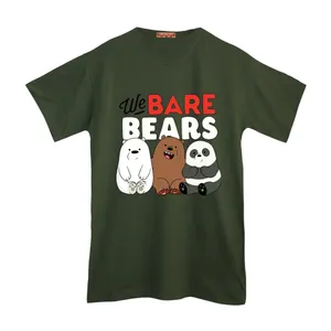 تی شرت لانگ آستین کوتاه زنانه مدل سه خرس رنگ سبز یشمی