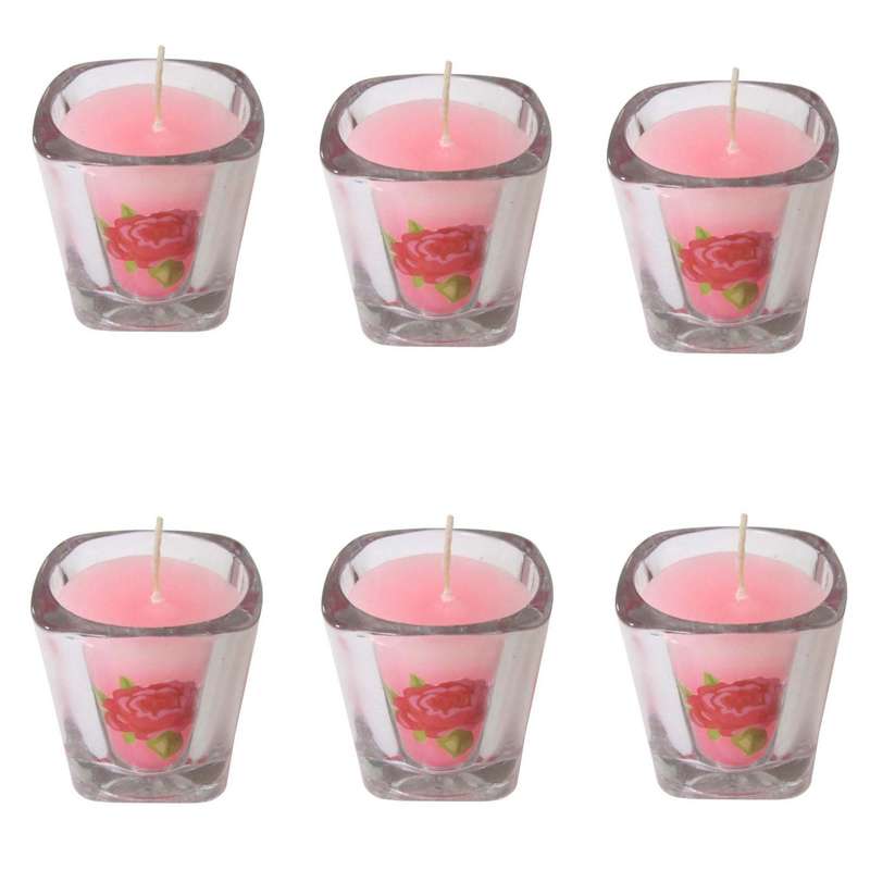 شمع لیوانی مدل گل بهاری بسته 6 عددی