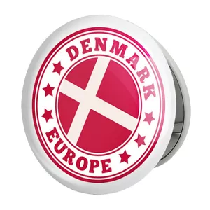 آینه جیبی خندالو طرح پرچم دانمارک مدل تاشو کد 20665 