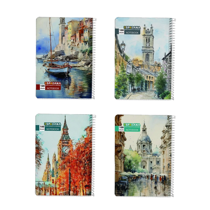 دفتر مشق 100 برگ اسپادانا مدل هنری کد 1221269 مجموعه 4 عددی