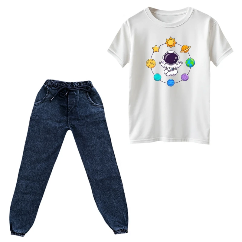 ست تی‌شرت و شلوار پسرانه مدل فضانورد کد ۶