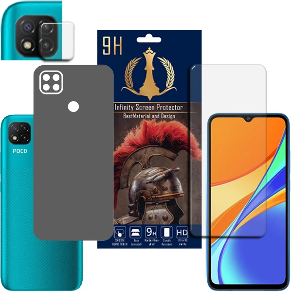 برچسب پوششی اینفینیتی مدل PRO MAX مناسب برای گوشی موبایل شیائومی POCO C3 / REDMI 9C  به همراه محافظ صفحه نمایش و محافظ لنز دوربین