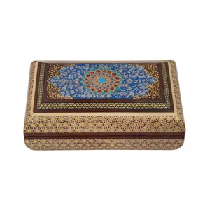 جعبه جواهرات خاتم کاری مدل زیر و گرد کد 03