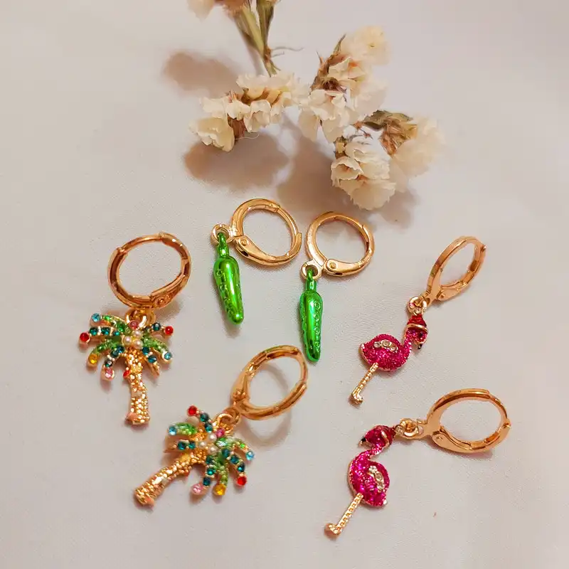 گوشواره زنانه مدل پلیکان مجموعه 3 عددی