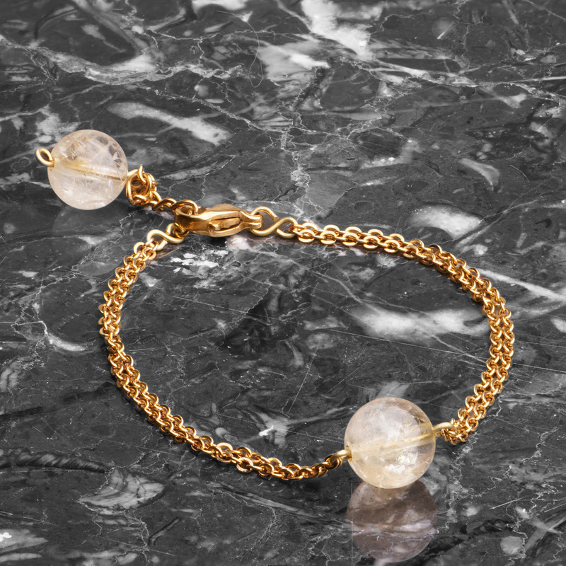 دستبند دخترانه مدل سنگ سیترین کد 10 دستبند دخترانه مدل سنگ سیترین کد 10