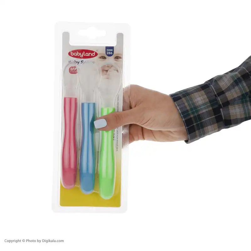 قاشق غذاخوری کودک بیبی لند مدل 286 بسته سه عددی