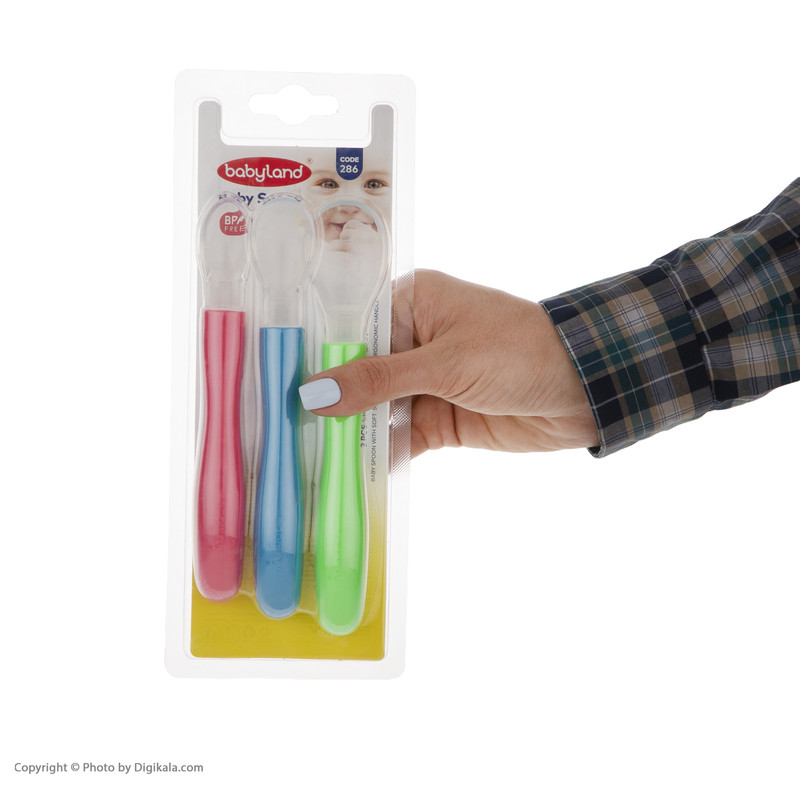 قاشق غذاخوری کودک بیبی لند مدل 286 بسته سه عددی