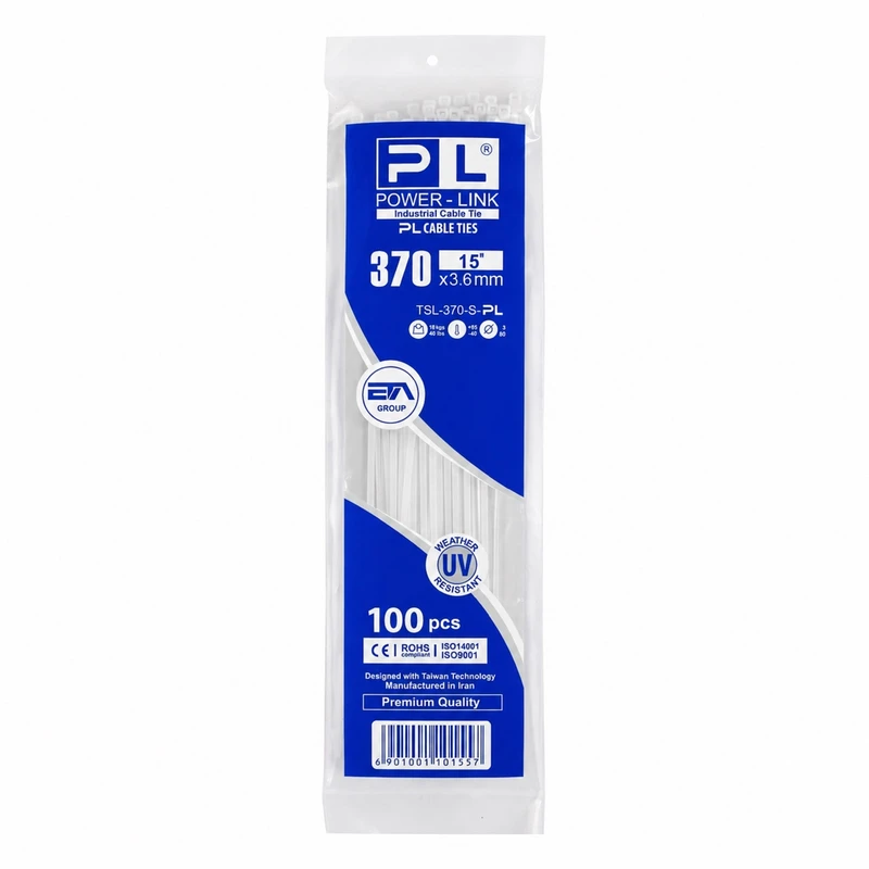 بست کمربندی پاور لینک مدل PL-370x3.6 سایز 37 سانتی‌متر بسته 100 عددی
