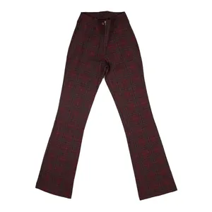 شلوار جین زنانه مدل چهارخانه دمپا گشاد کد 174