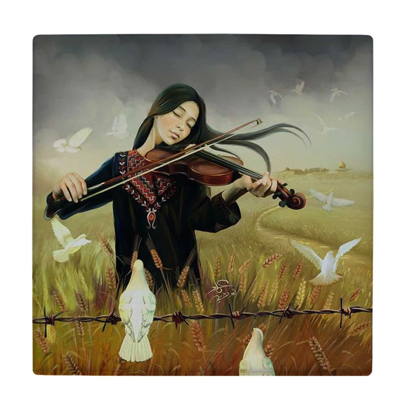 زیر لیوانی طرح دختر نوازنده و کبوتر ها کد    3285789_781