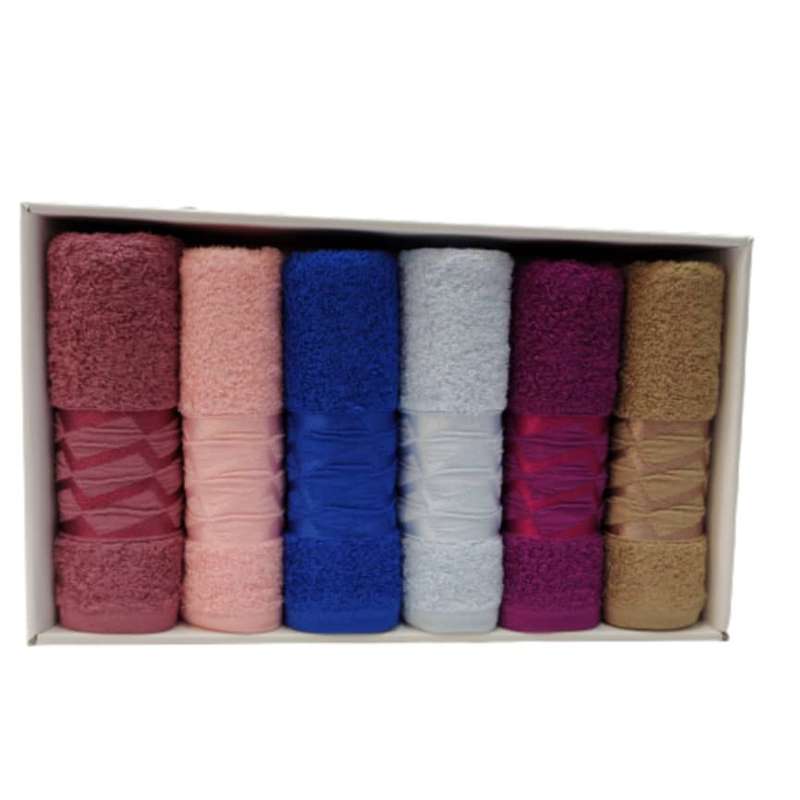 حوله دستی بهباف آذر مدل کادویی سایز 40x70 سانتیمتر بسته 6 عددی