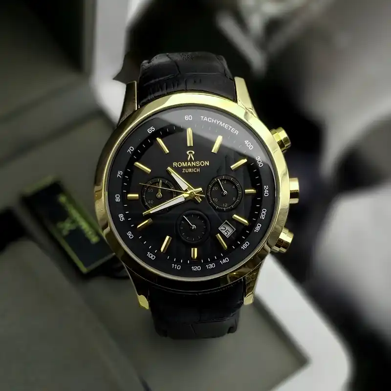 ساعت مچی عقربه‌ای مردانه رومانسون مدل سه موتور فعال کورنوگراف بند چرمی