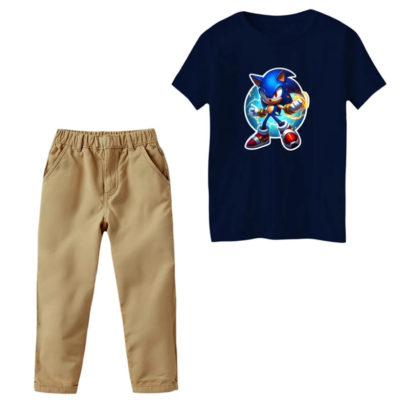 ست تی‌شرت و شلوار دخترانه مدل سونیک کد 11